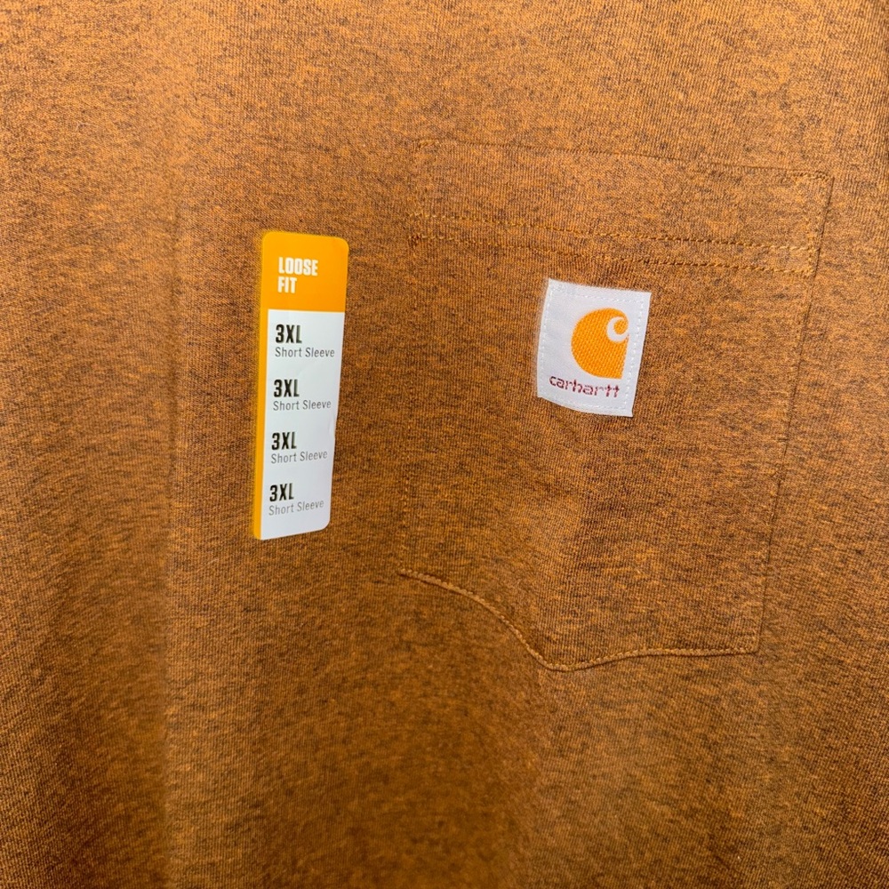 Carhartt Brown Heather Pocket T-Shirt Logo Patch Workwear Tee NWT - Picture 2 of 2